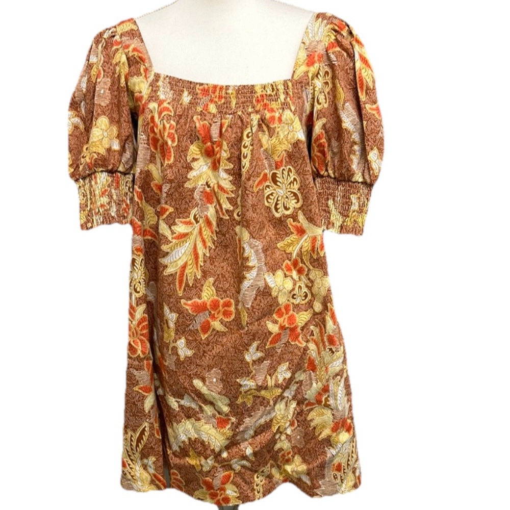 Inc International Concepts Square Neck Floral Mini‎ Dress Puff Sleeve Size M
